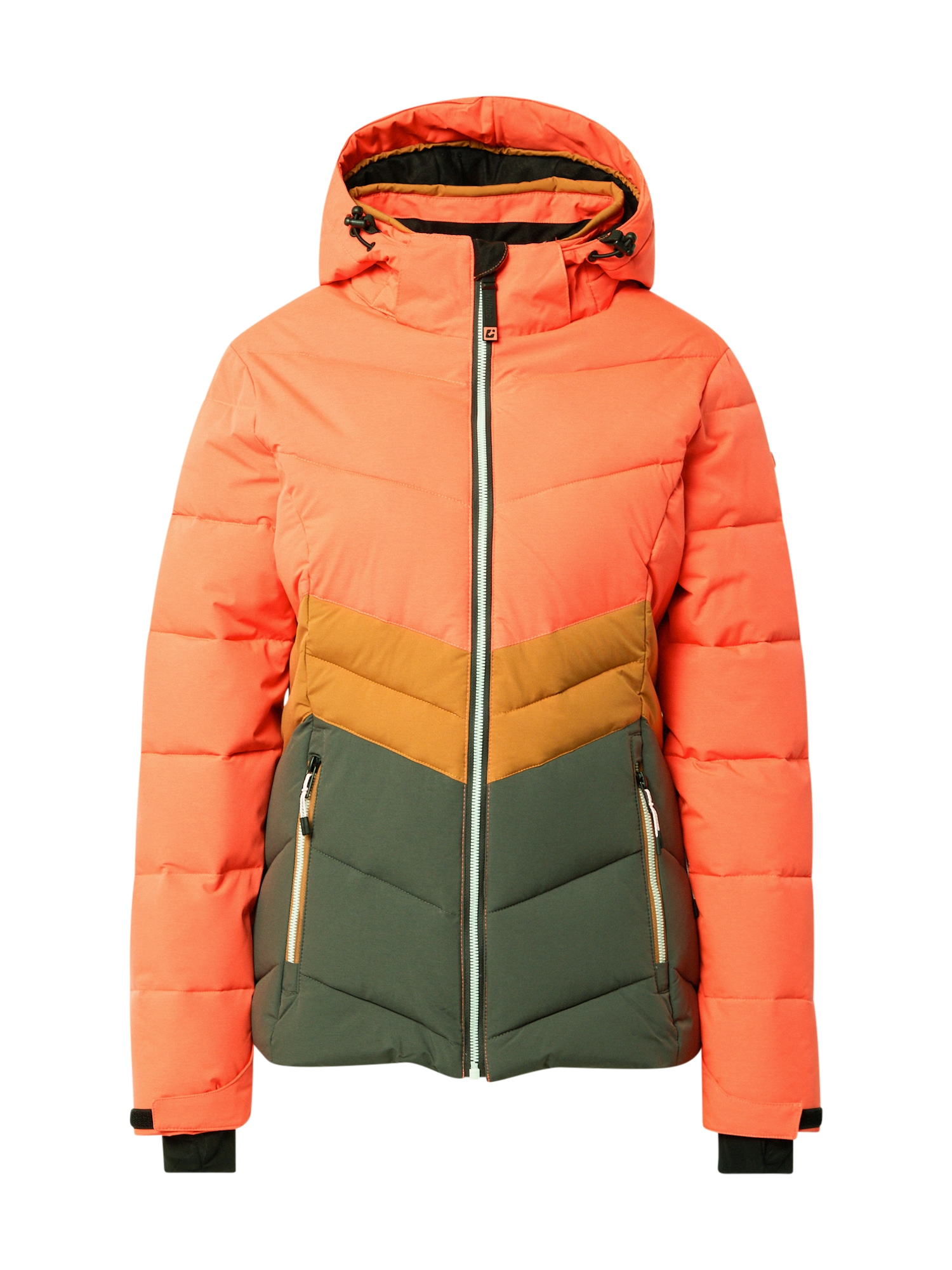 KILLTEC Outdoorová bunda hořčicová / tmavě zelená / oranžová