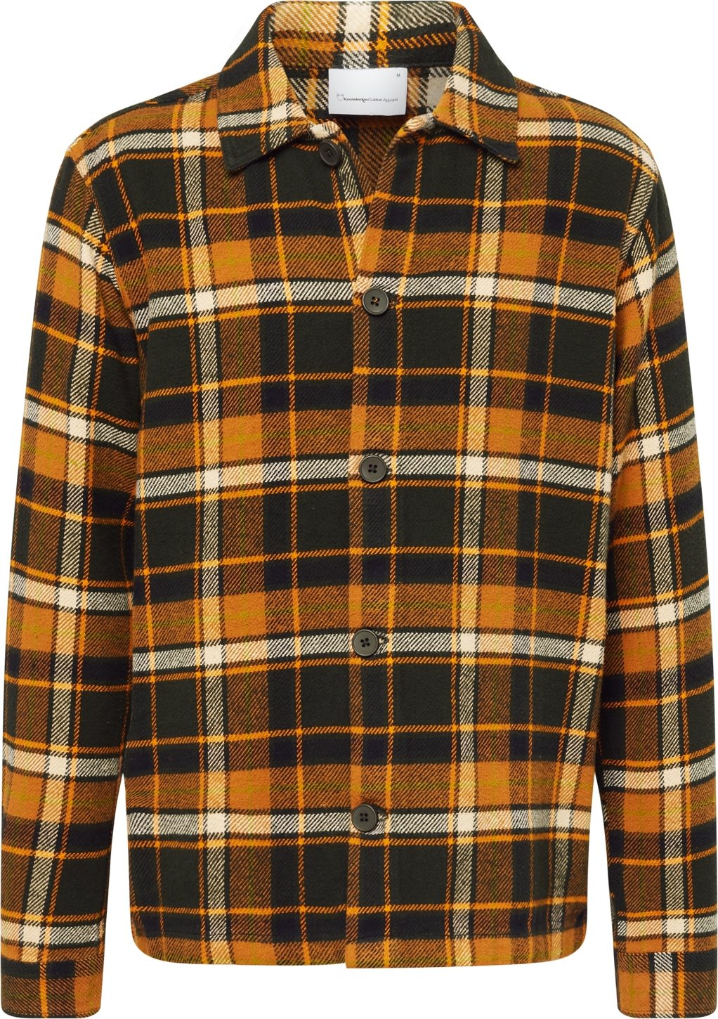 KnowledgeCotton Apparel Košile hnědá / pueblo / tmavě hnědá / bílá