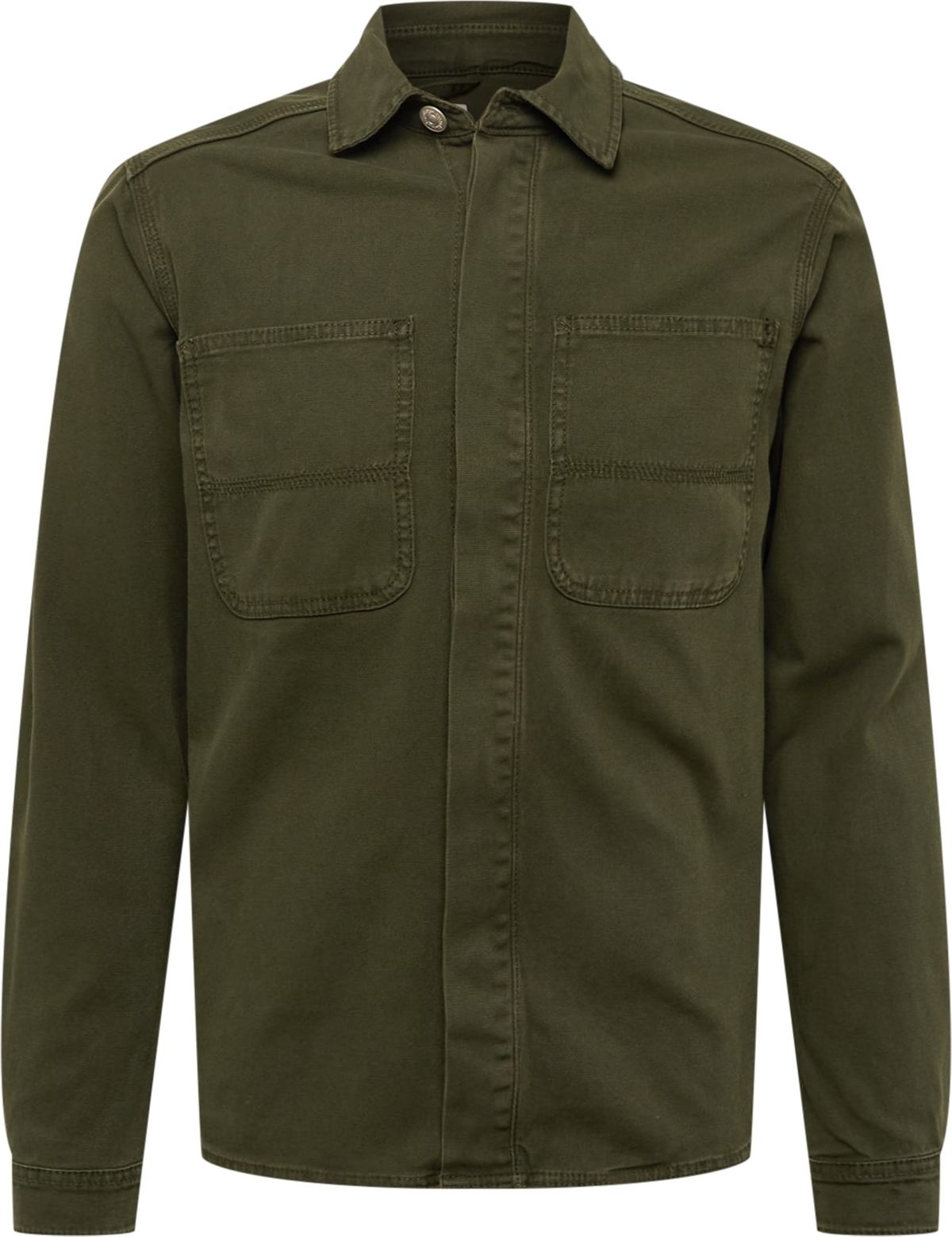 KnowledgeCotton Apparel Košile tmavě zelená