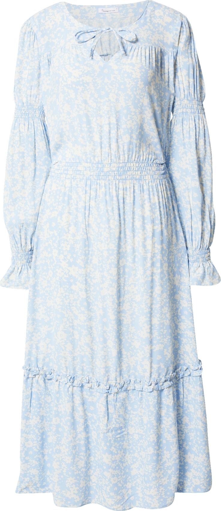 KnowledgeCotton Apparel Košilové šaty 'FLEUR' modrá / bílá