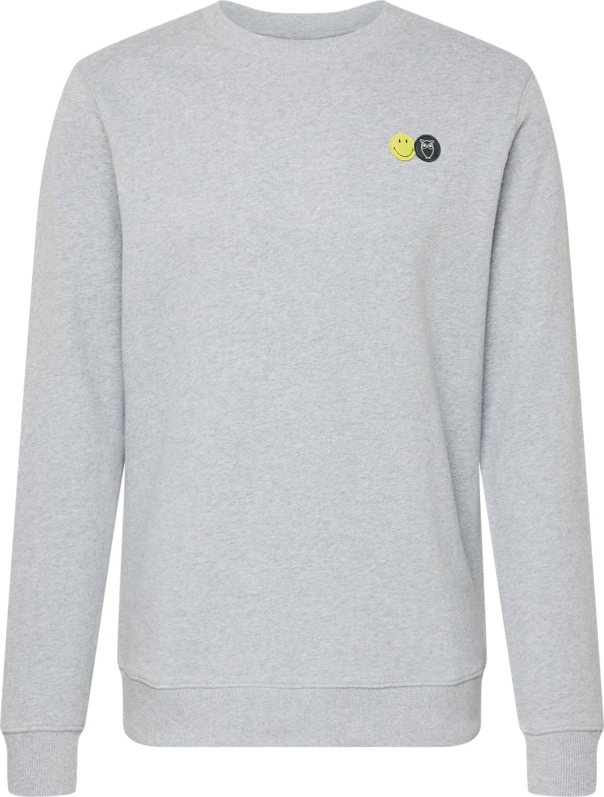 KnowledgeCotton Apparel Mikina 'SMILEY™ x KCA' žlutá / šedý melír / černá