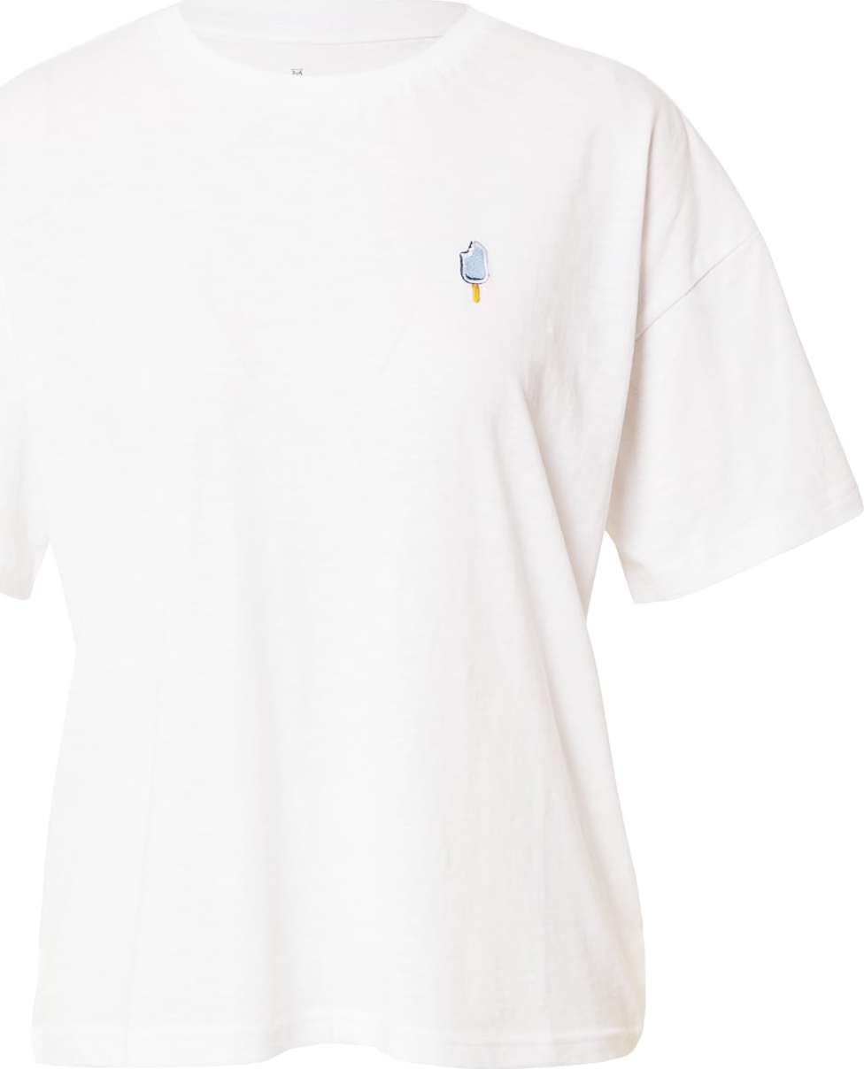 KnowledgeCotton Apparel Tričko béžová / světlemodrá / bílá