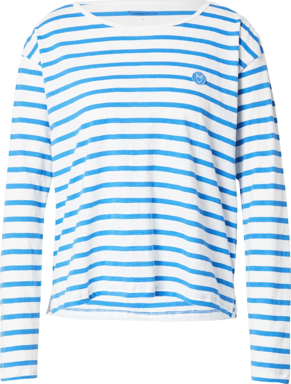 KnowledgeCotton Apparel Tričko nebeská modř / bílá