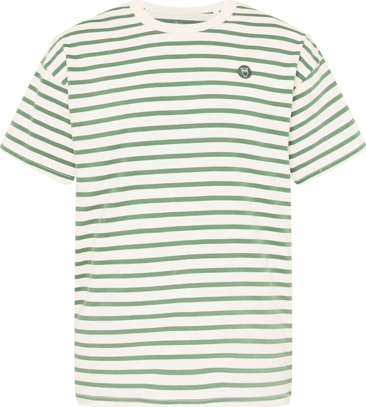 KnowledgeCotton Apparel Tričko zelená / offwhite