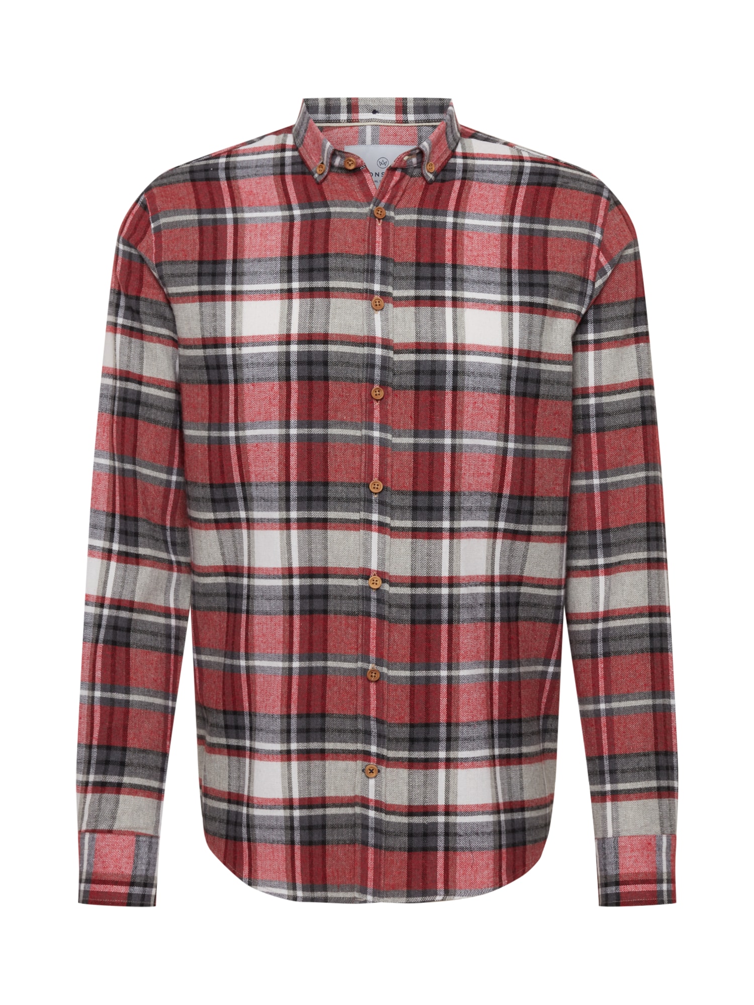 Kronstadt Košile 'Johan' šedá / červená / černá / bílá