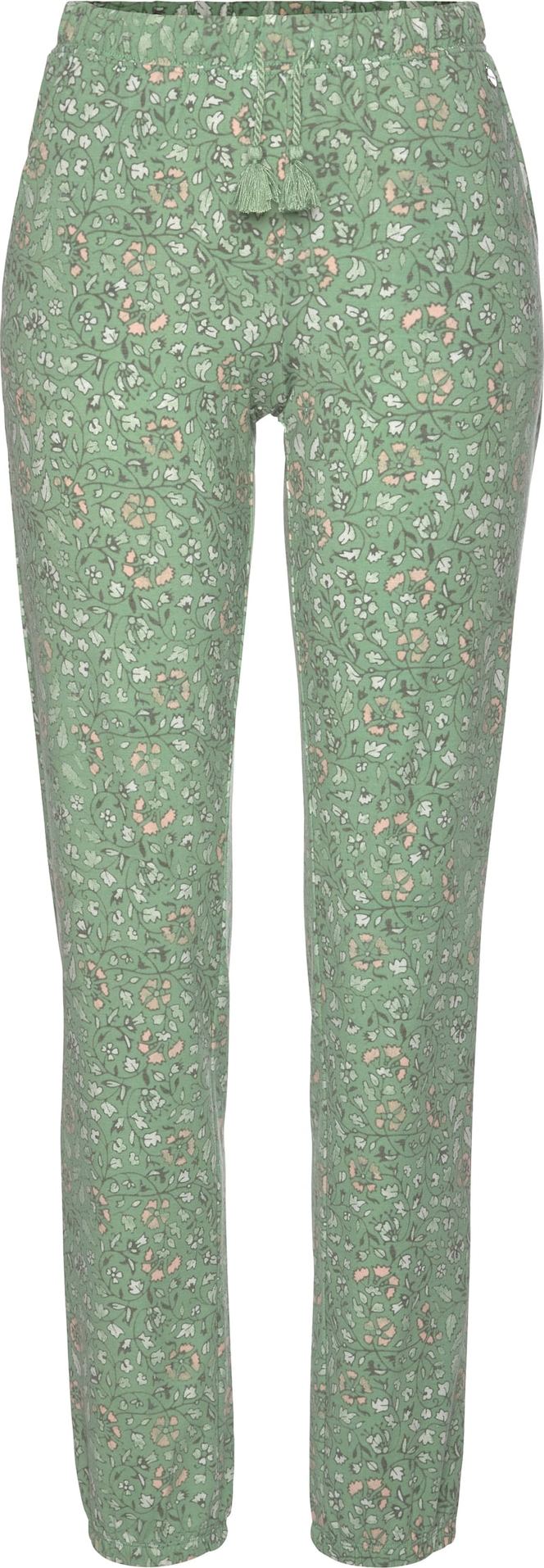 LASCANA Pyžamové kalhoty zelená / červená