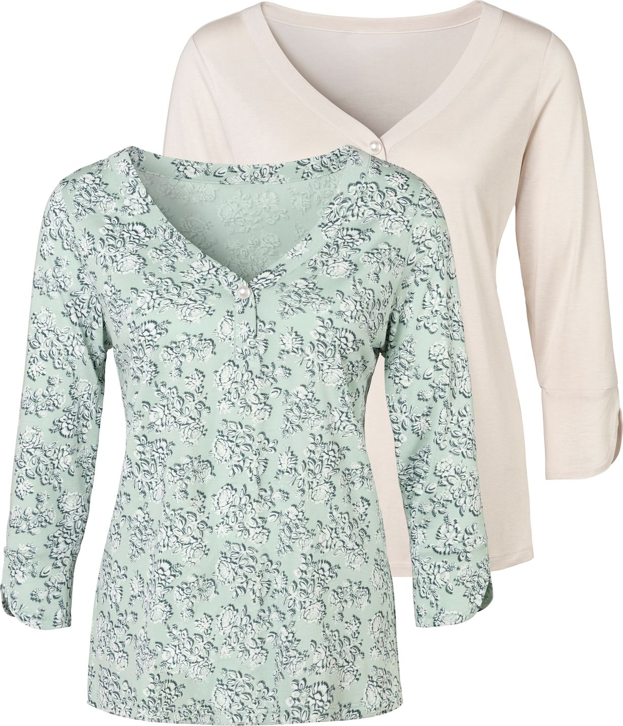 LASCANA Tričko béžová / petrolejová / mátová / bílá