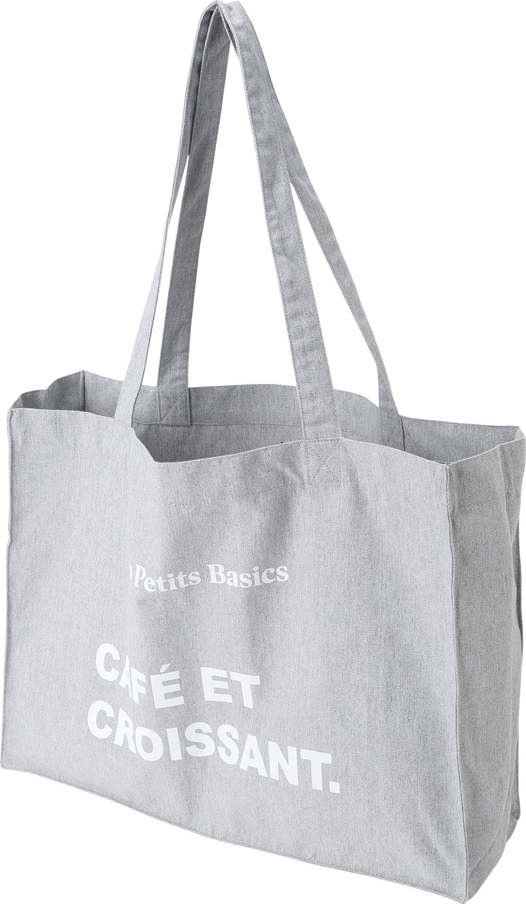 Les Petits Basics Nákupní taška 'Café & croissant' šedý melír / bílá