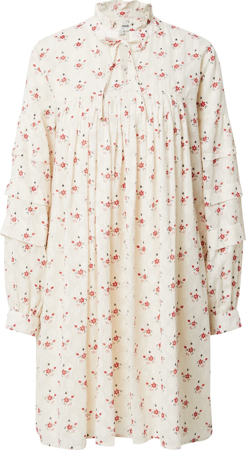 Lollys Laundry Košilové šaty 'Georgia' krémová / červená / černá