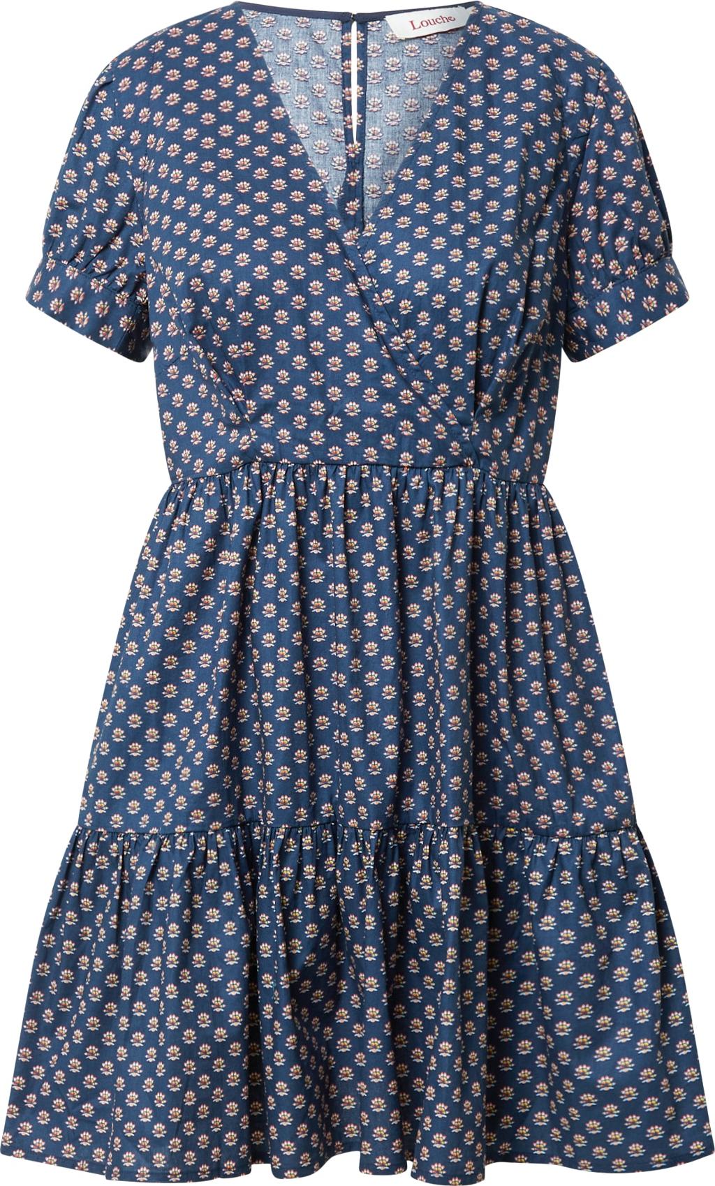 Louche Šaty 'SAARA' námořnická modř / oranžová / červená / bílá