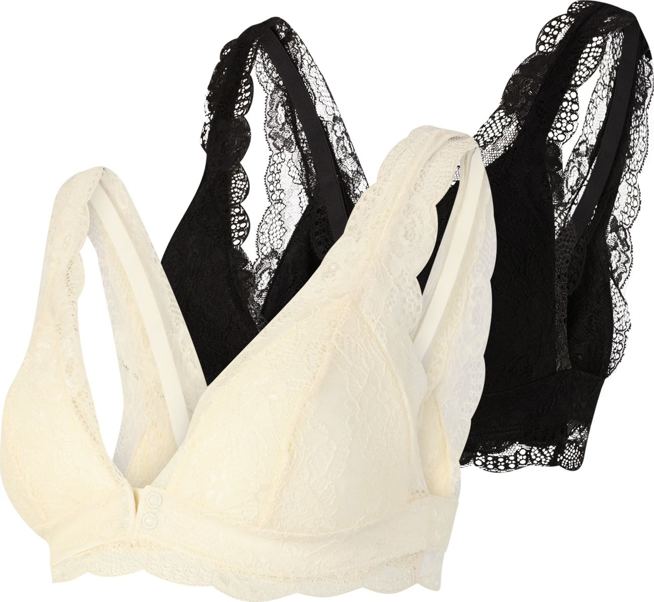 MAMALICIOUS Kojící podprsenka 'Senia' černá / barva bílé vlny