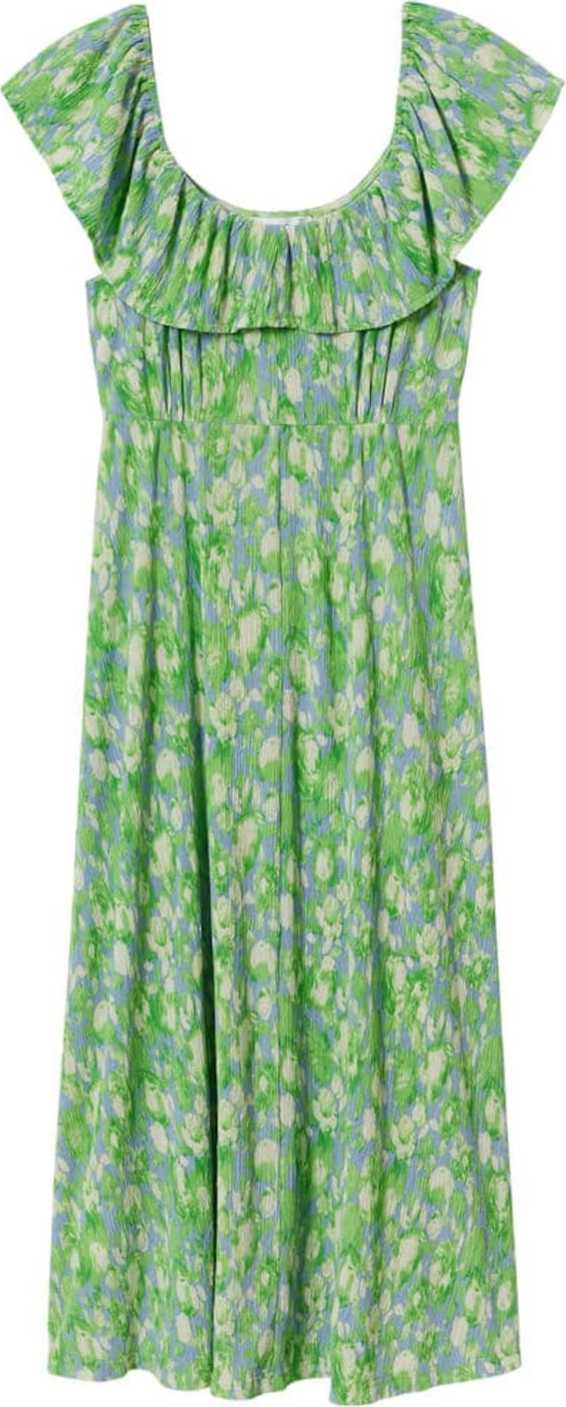MANGO Letní šaty 'Soraya' modrá / zelená / offwhite