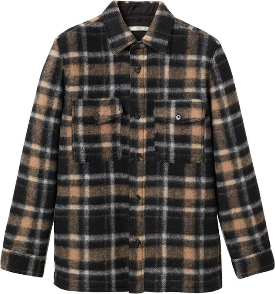 MANGO MAN Košile 'Bari' krémová / nažloutlá / světle hnědá / černá