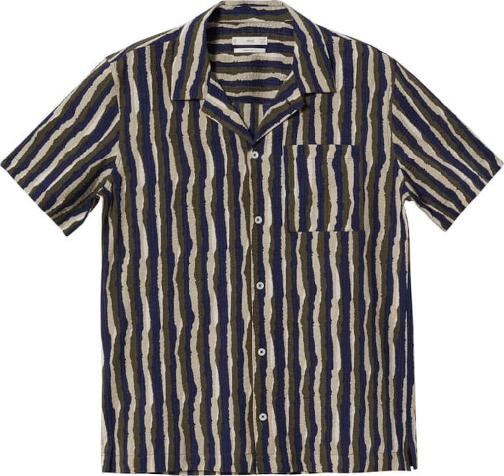 MANGO MAN Košile 'Ronda' béžová / modrá / zelená