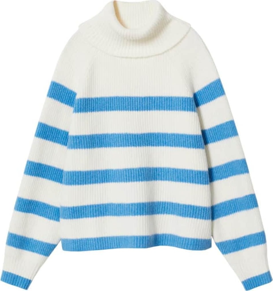 MANGO Svetr 'Merlin' modrá / offwhite