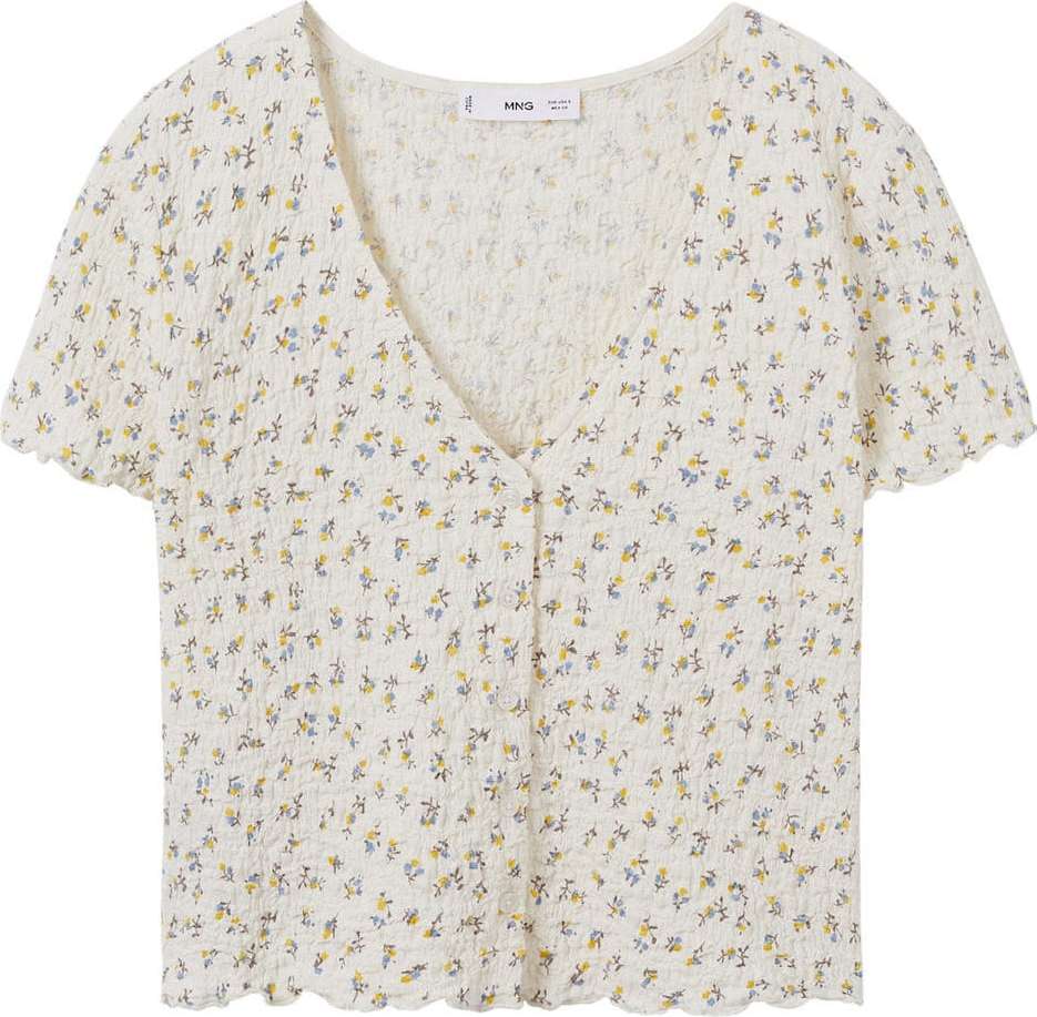 MANGO Tričko 'BRINDA' světlemodrá / žlutá / olivová / offwhite