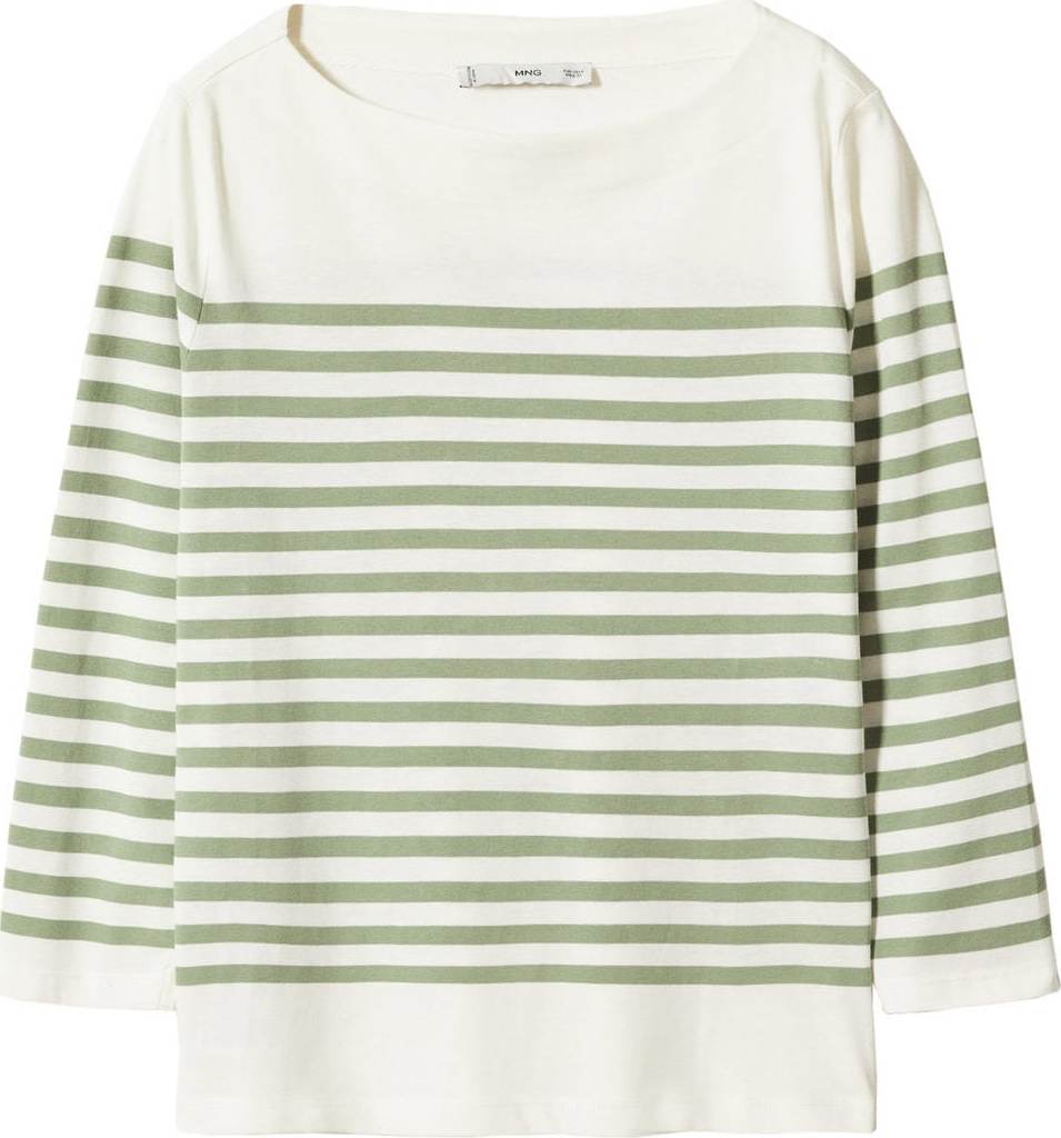 MANGO Tričko 'PARISIAN' pastelově zelená / bílá