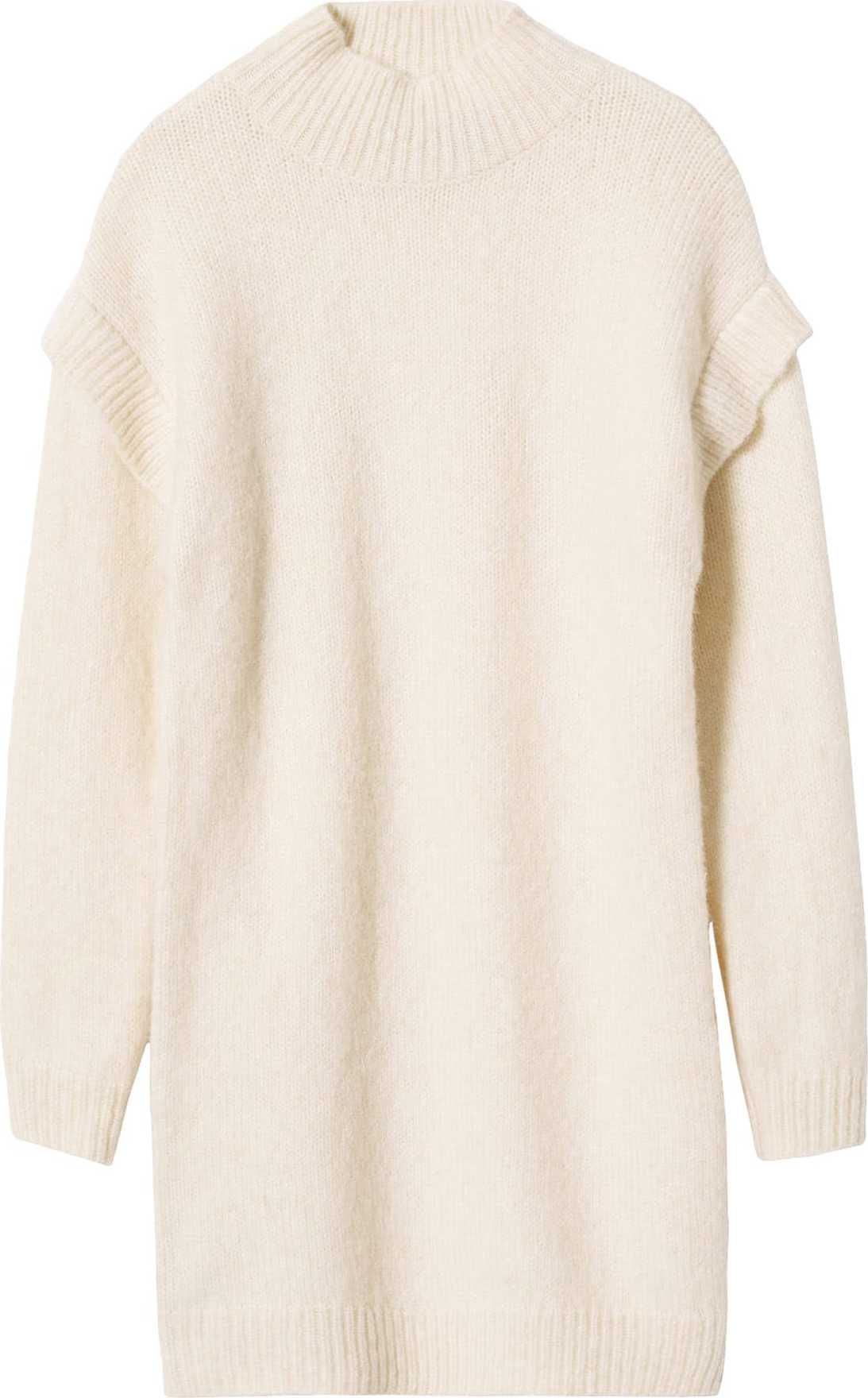 MANGO Úpletové šaty 'MAYO' krémová