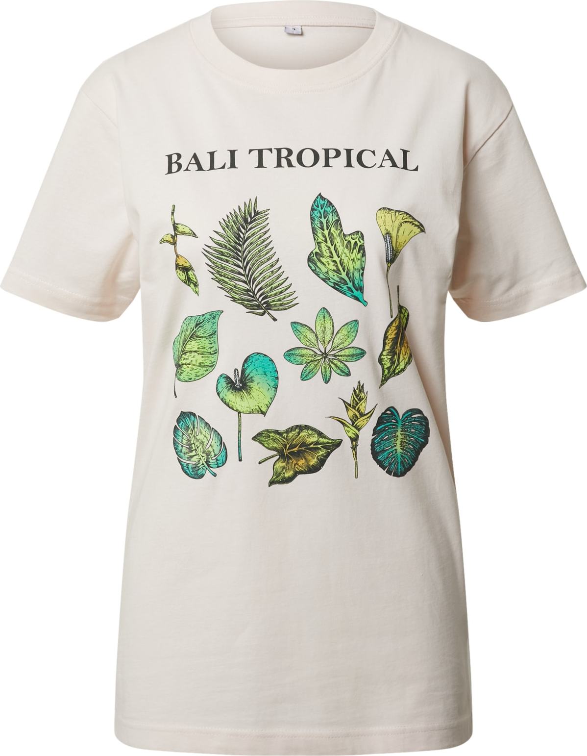 Merchcode Tričko 'Bali Tropical' nefritová / světle zelená / pastelově růžová / černá