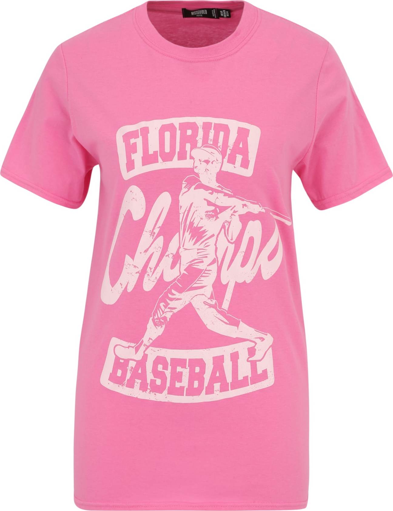 Missguided Petite Tričko 'CHAMPS' pink / světle růžová