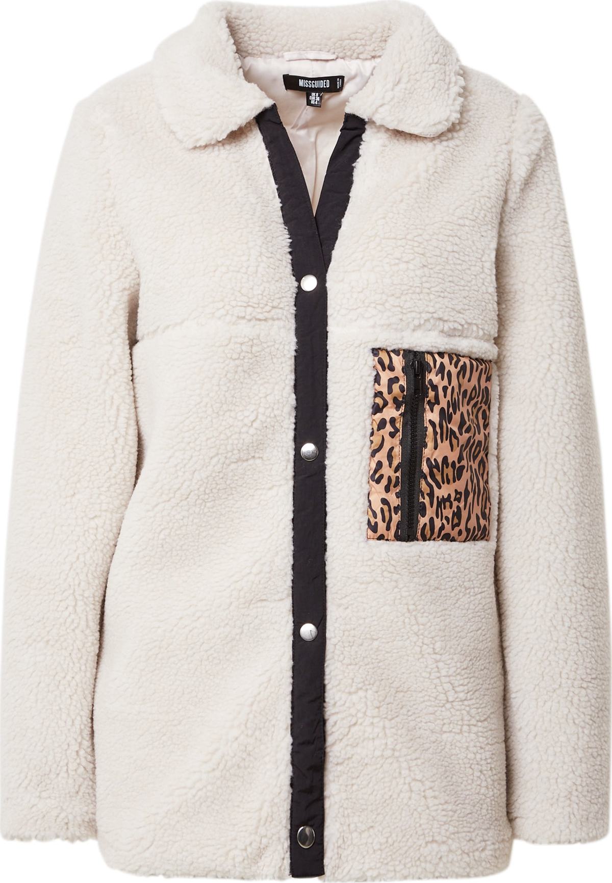 Missguided Přechodná bunda krémová / hnědá / černá