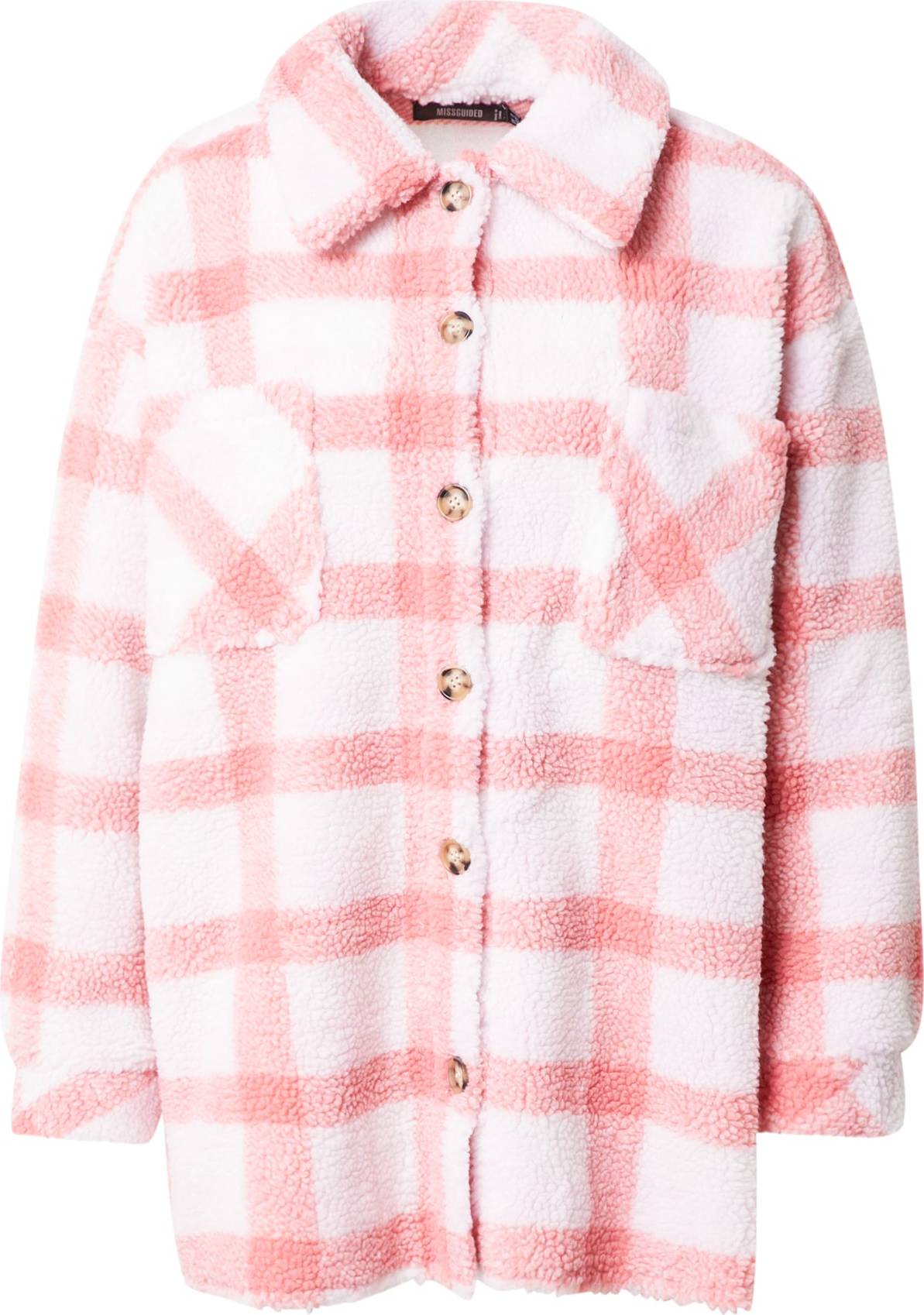 Missguided Přechodná bunda růžová / bílá