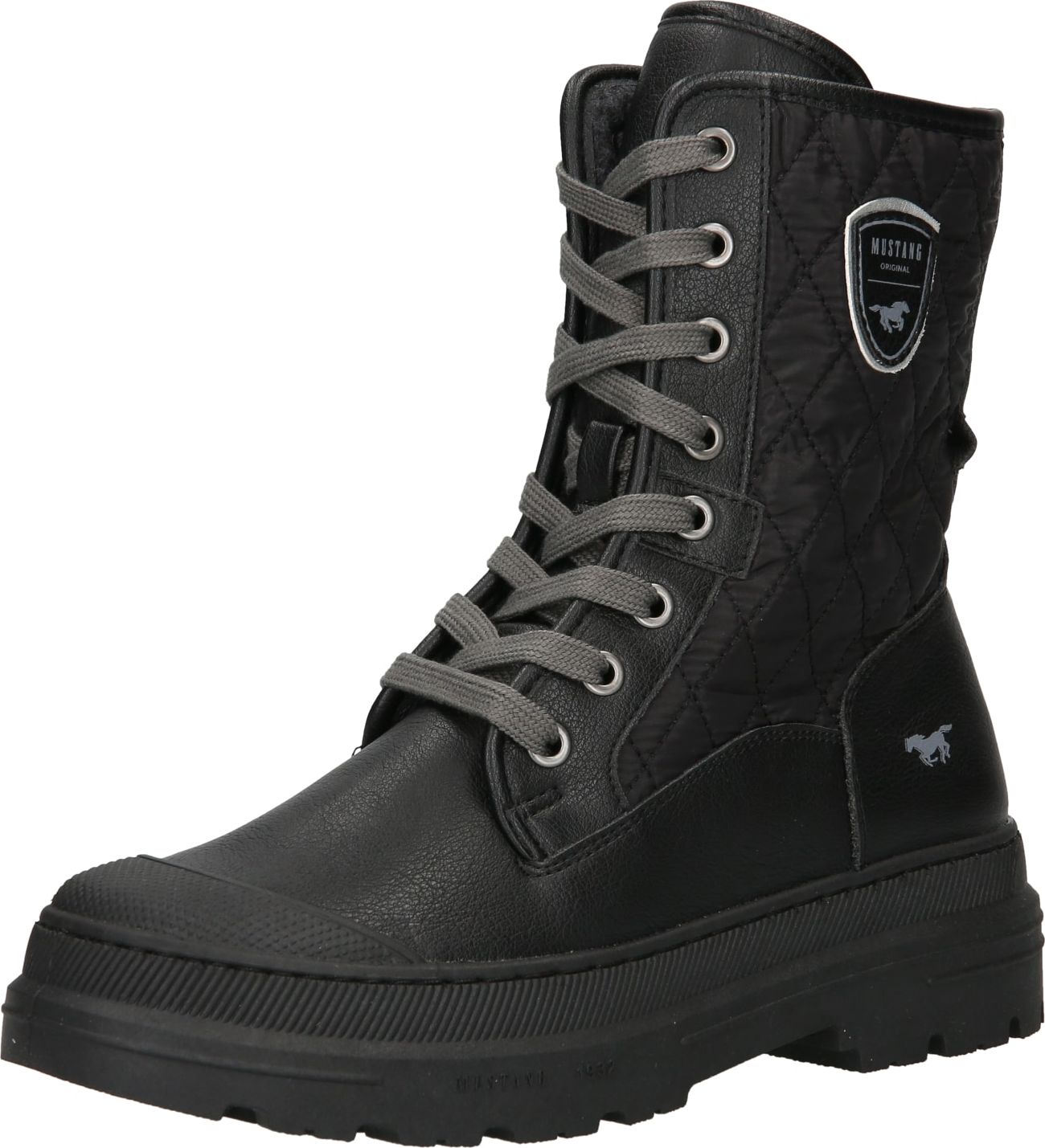 MUSTANG Šněrovací kozačky černá