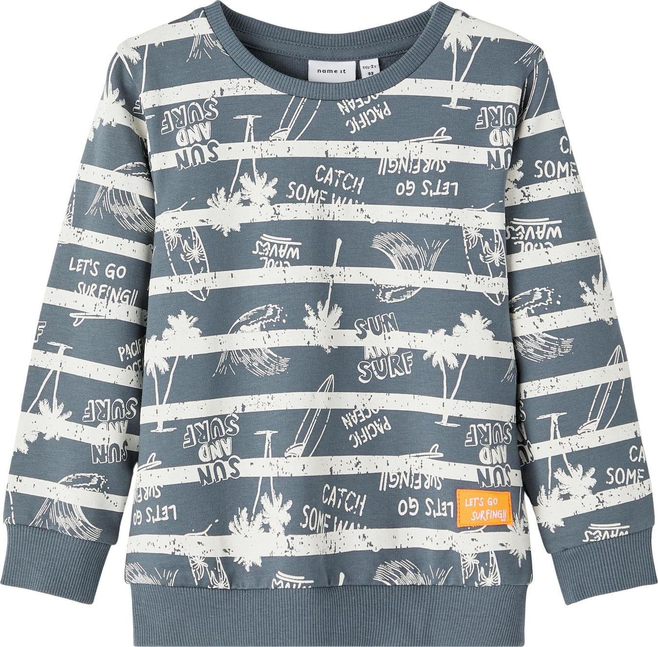 NAME IT Mikina 'Frank' chladná modrá / bílá