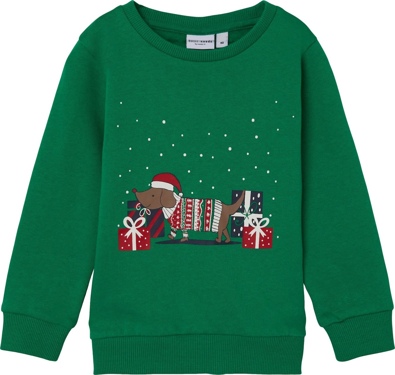 NAME IT Mikina hnědá / trávově zelená / červená / bílá