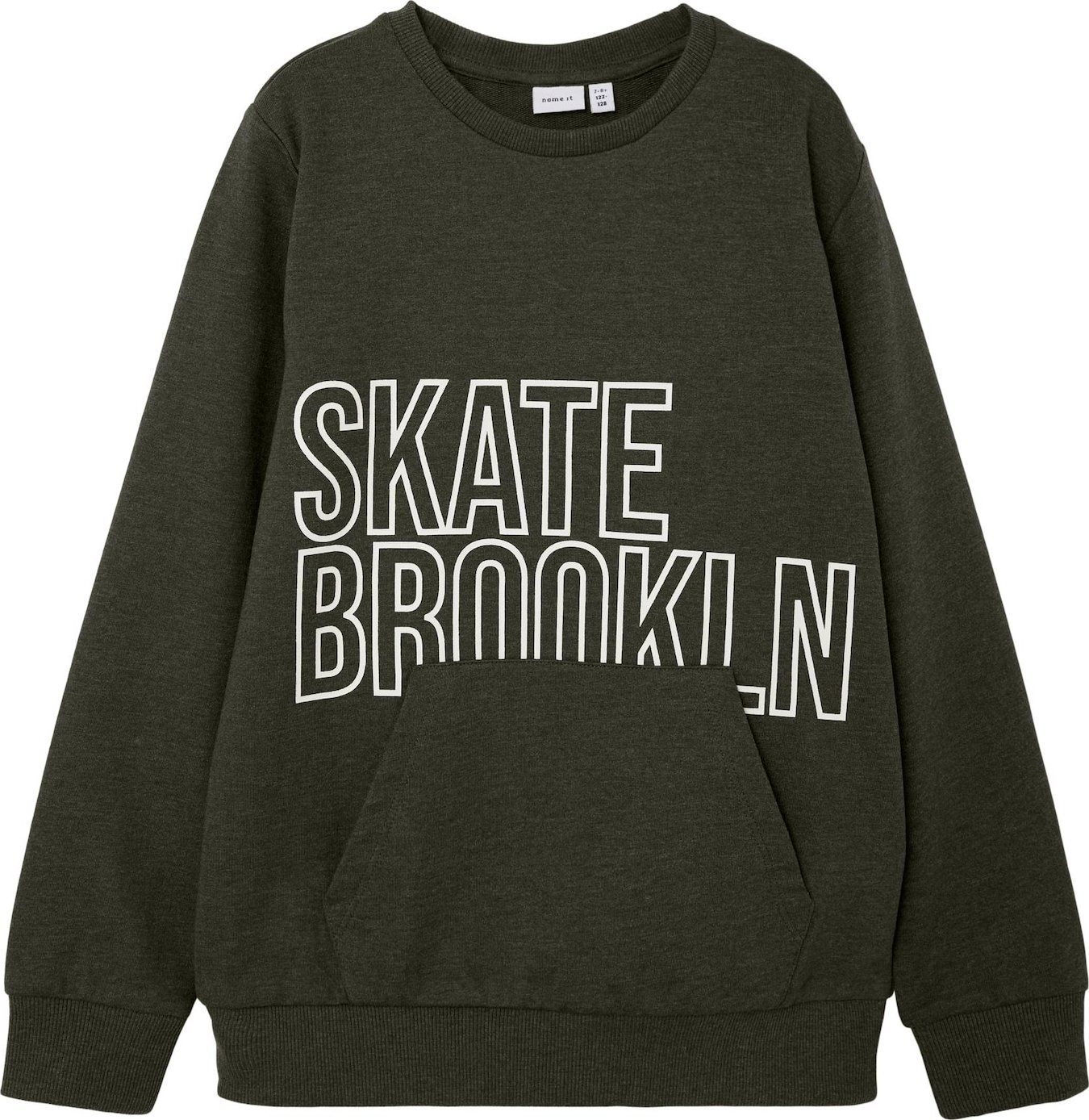 NAME IT Mikina 'Luno' tmavě zelená / bílá