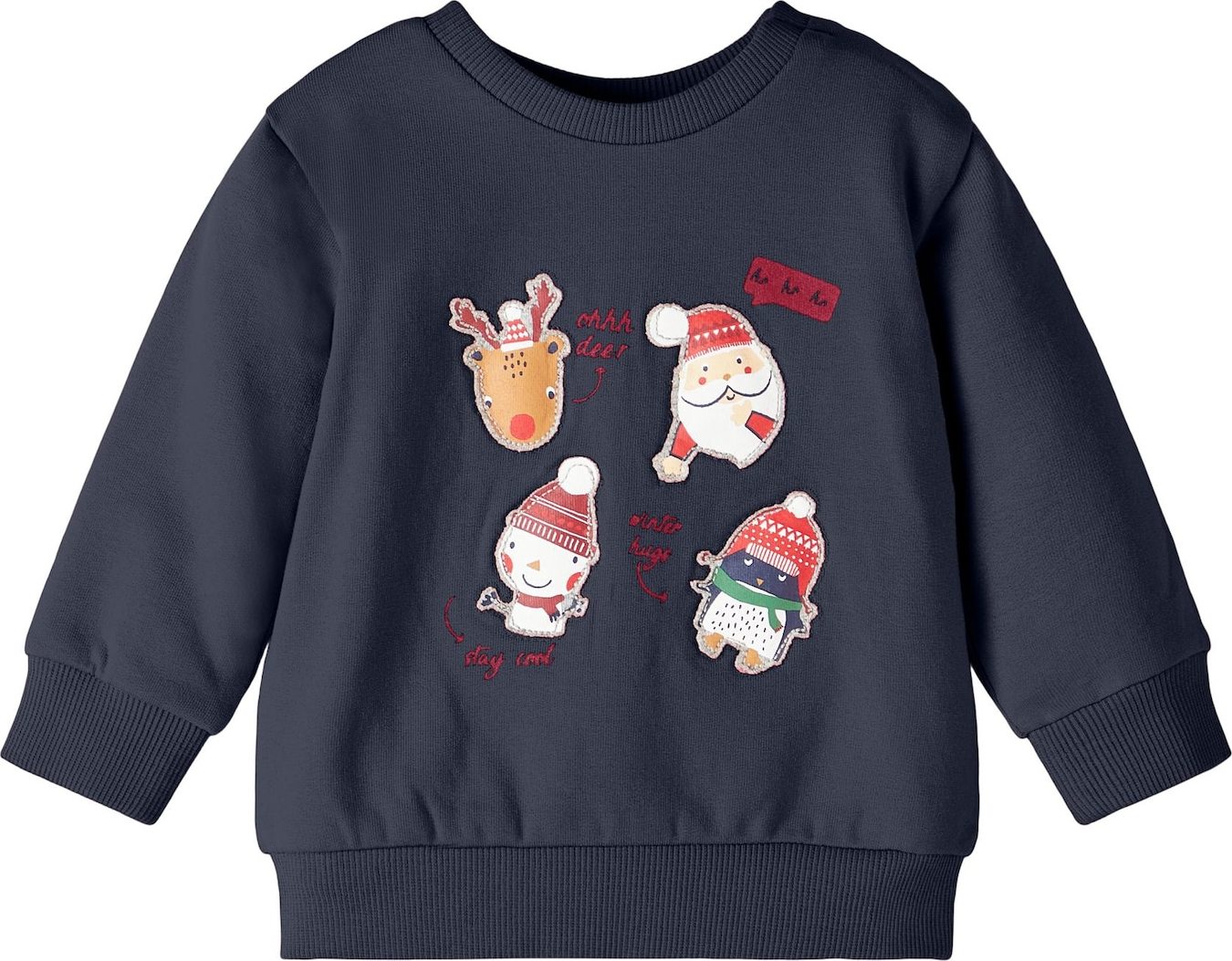 NAME IT Mikina 'RUDDE' safírová / hnědá / červená / bílá