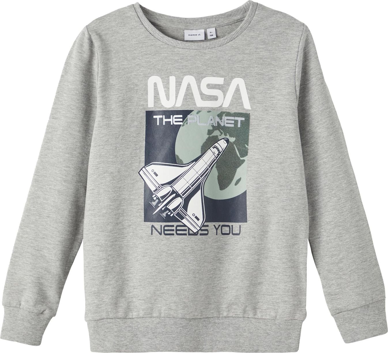 NAME IT Mikina 'STEFAN' šedý melír / černý melír / bílá