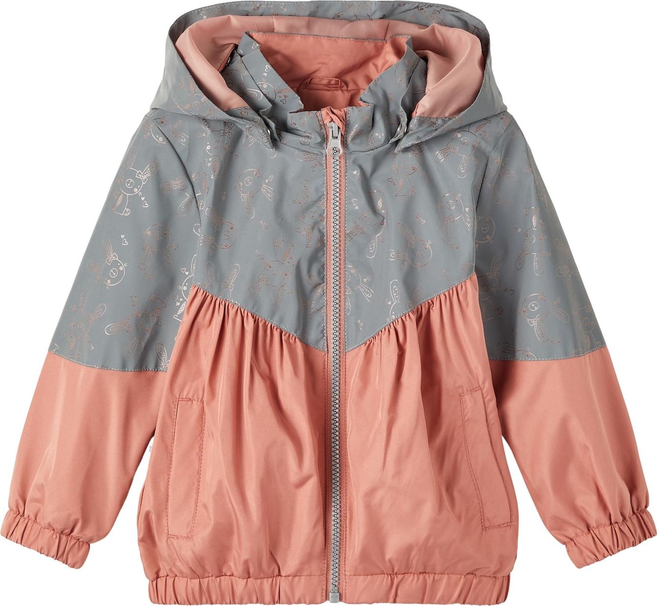 NAME IT Přechodná bunda 'MABRIELE' šedá / starorůžová