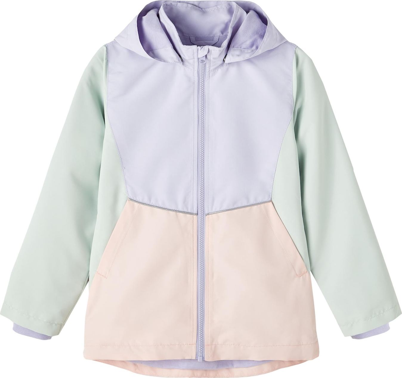 NAME IT Přechodná bunda 'Maxi' šedá / pastelová fialová / růže