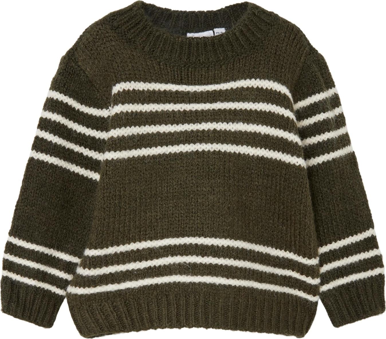 NAME IT Svetr 'Lamikkel' tmavě zelená / bílá