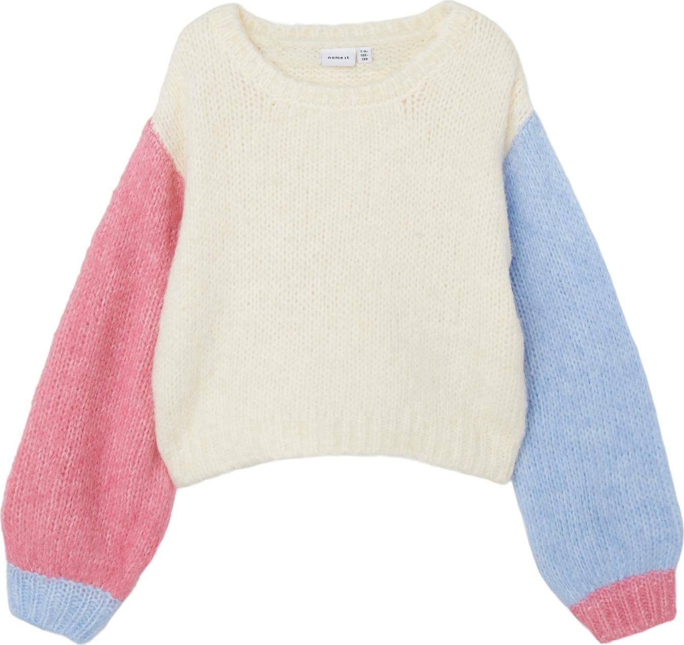 NAME IT Svetr béžová / světlemodrá / světle růžová