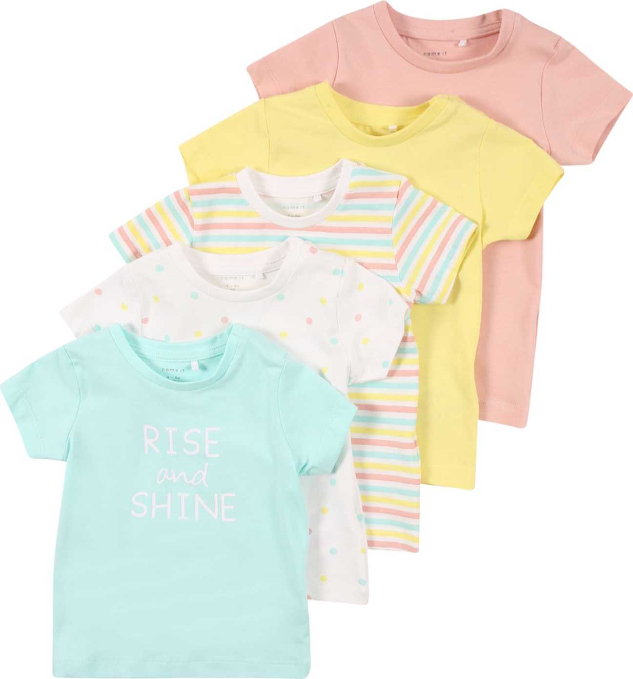 NAME IT Tričko 'BODIL' světlemodrá / žlutá / růžová / bílá