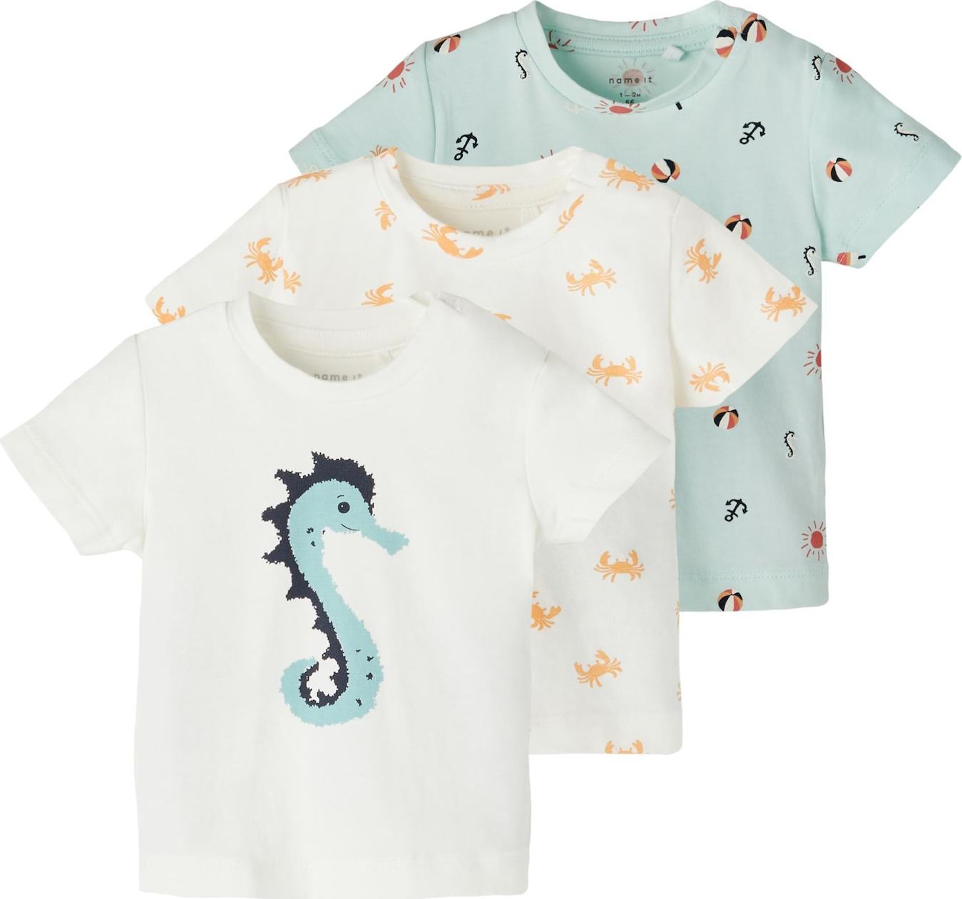 NAME IT Tričko 'JOE' námořnická modř / tyrkysová / oranžová / bílá