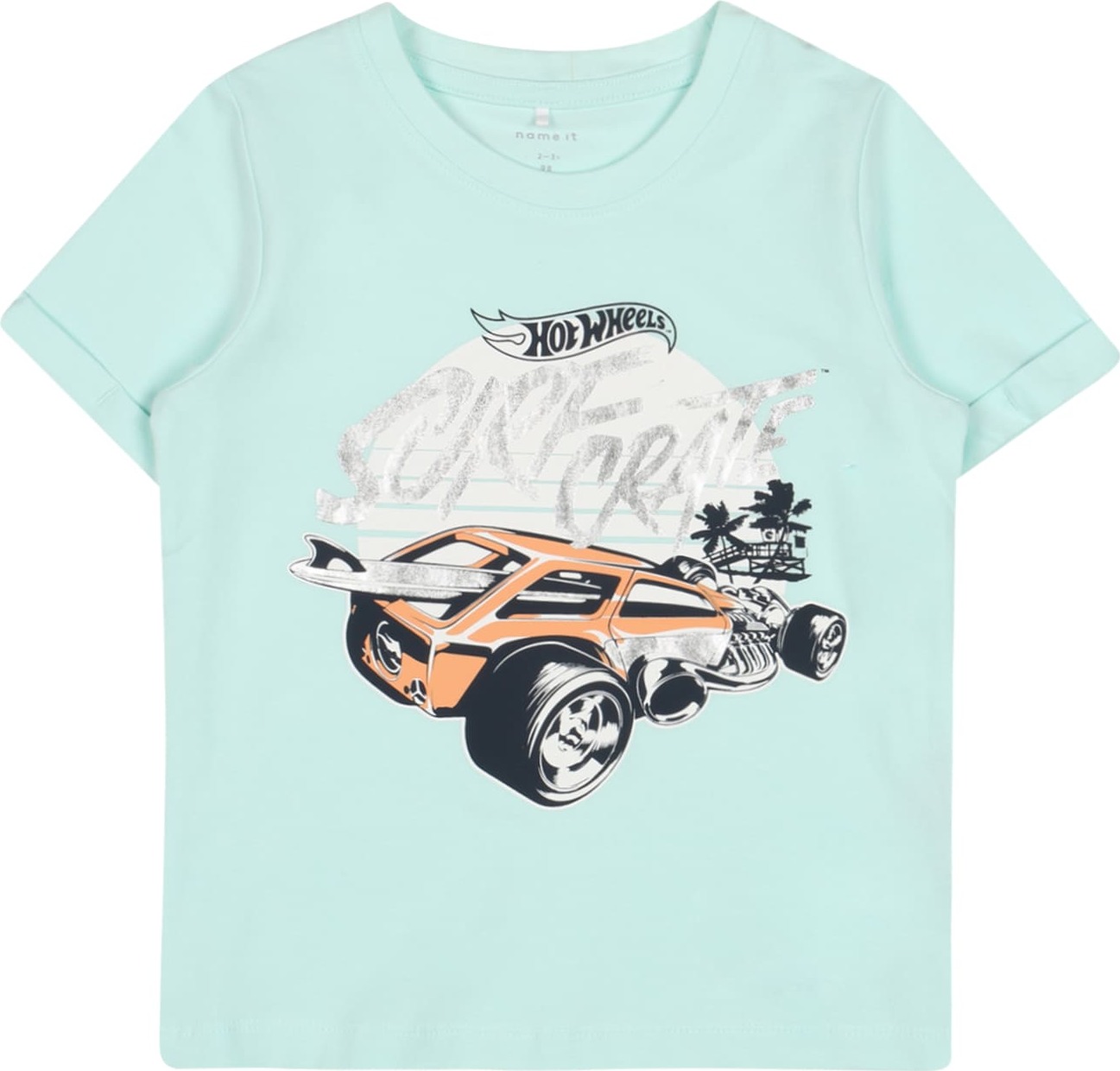 NAME IT Tričko 'MANDRO' tyrkysová / světle šedá / oranžová / černá