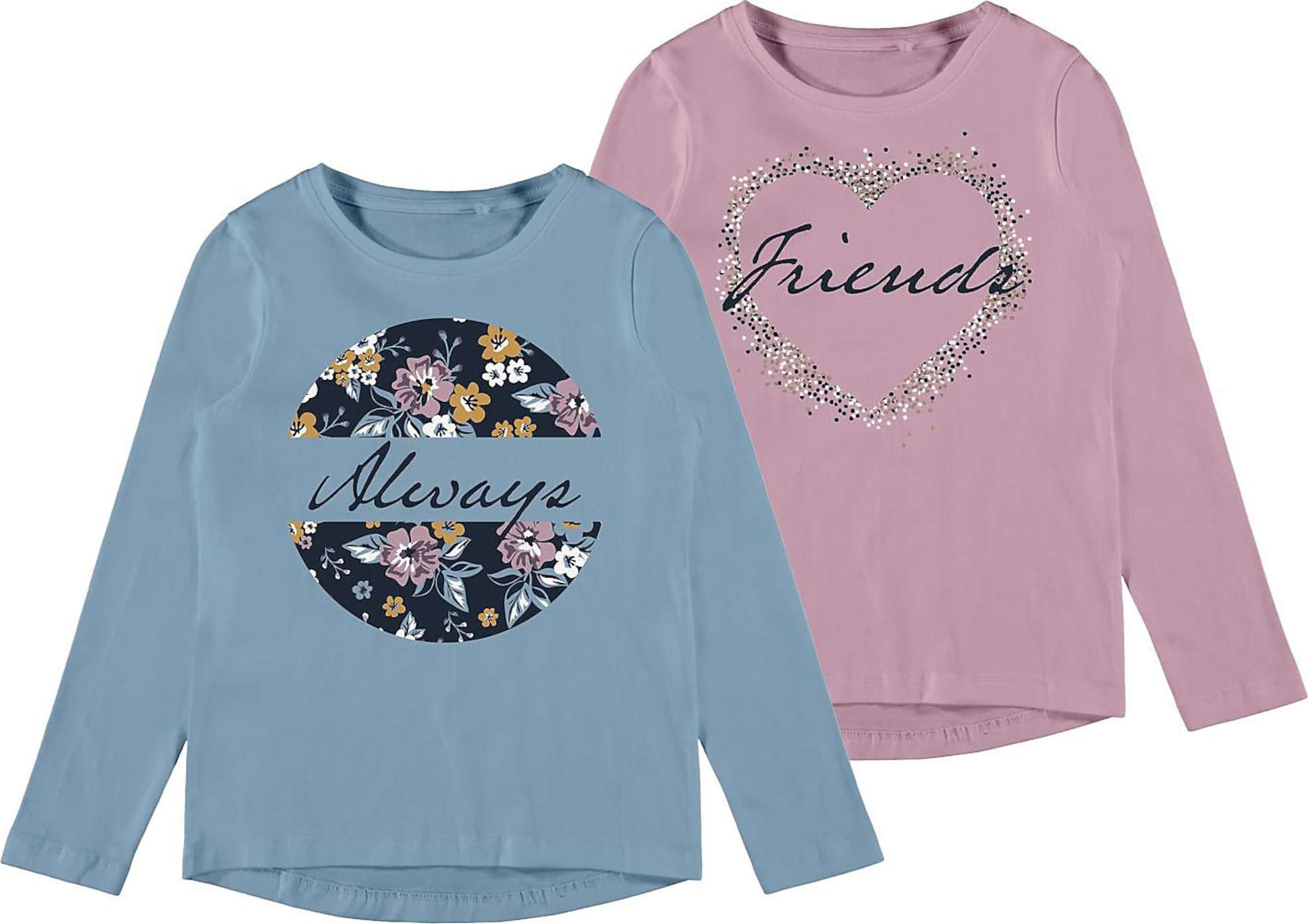 NAME IT Tričko 'Vix' kouřově modrá / mix barev / růže