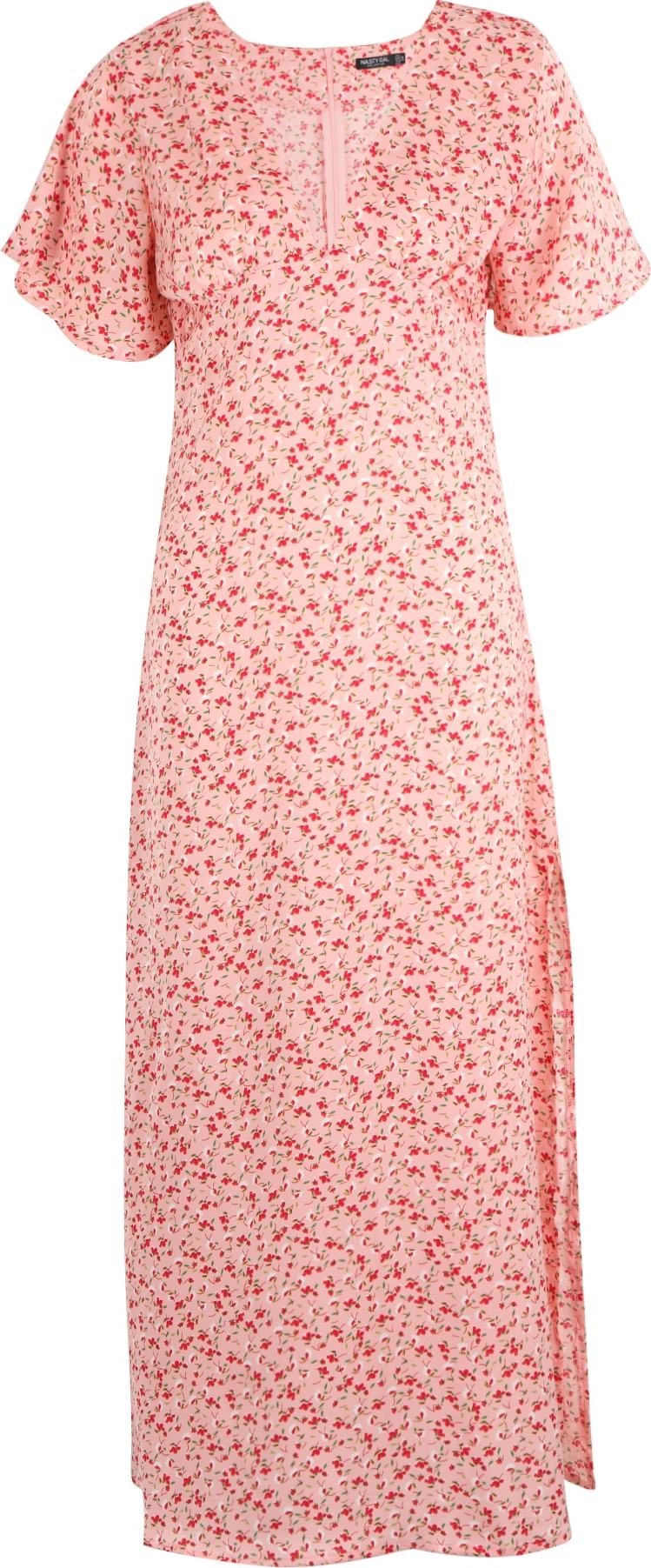 Nasty Gal Petite Šaty zelená / světle růžová / červená / bílá