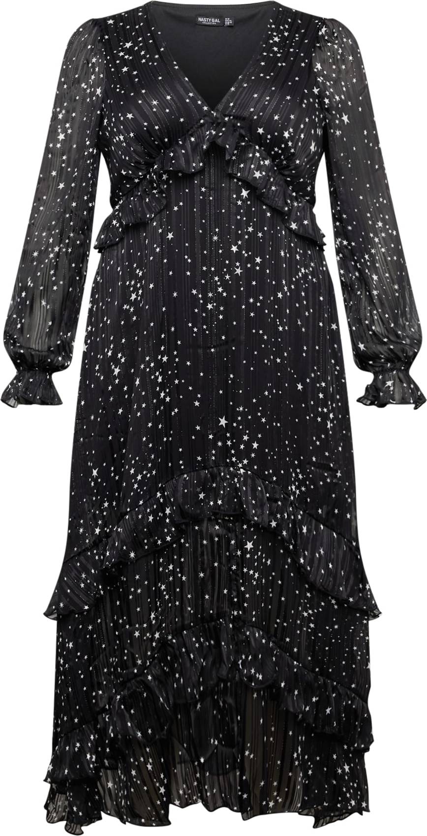 Nasty Gal Plus Společenské šaty 'We've Came This Star' černá / bílá