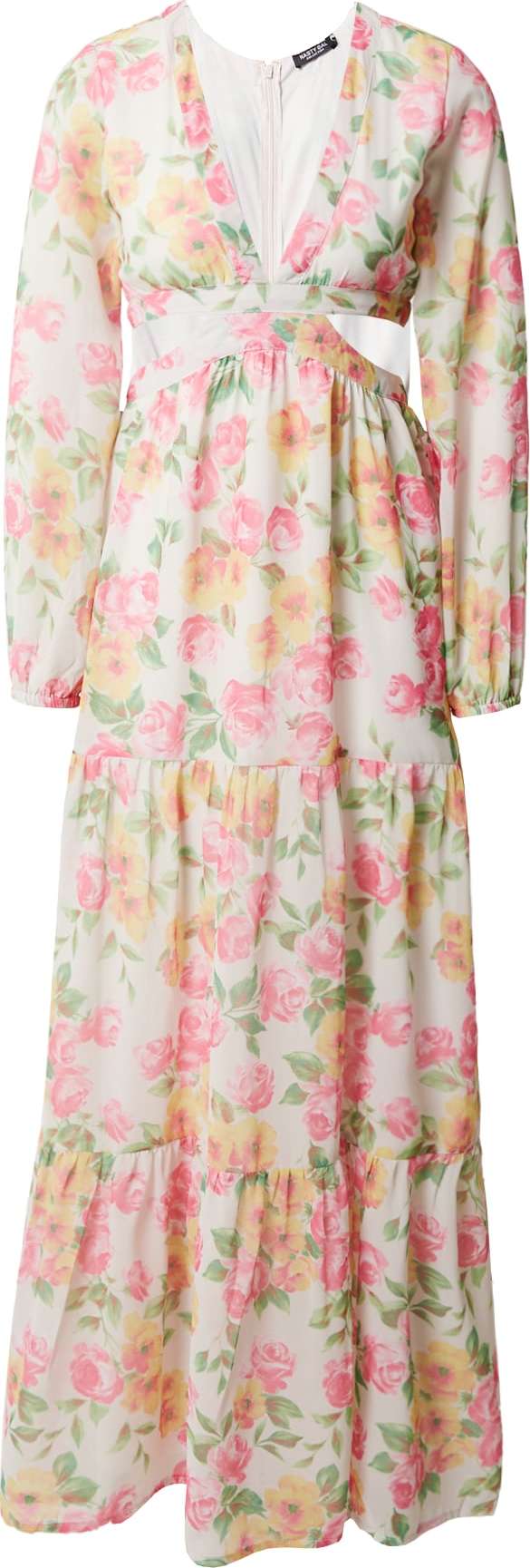 Nasty Gal Šaty slonová kost / žlutá / světle zelená / růžová