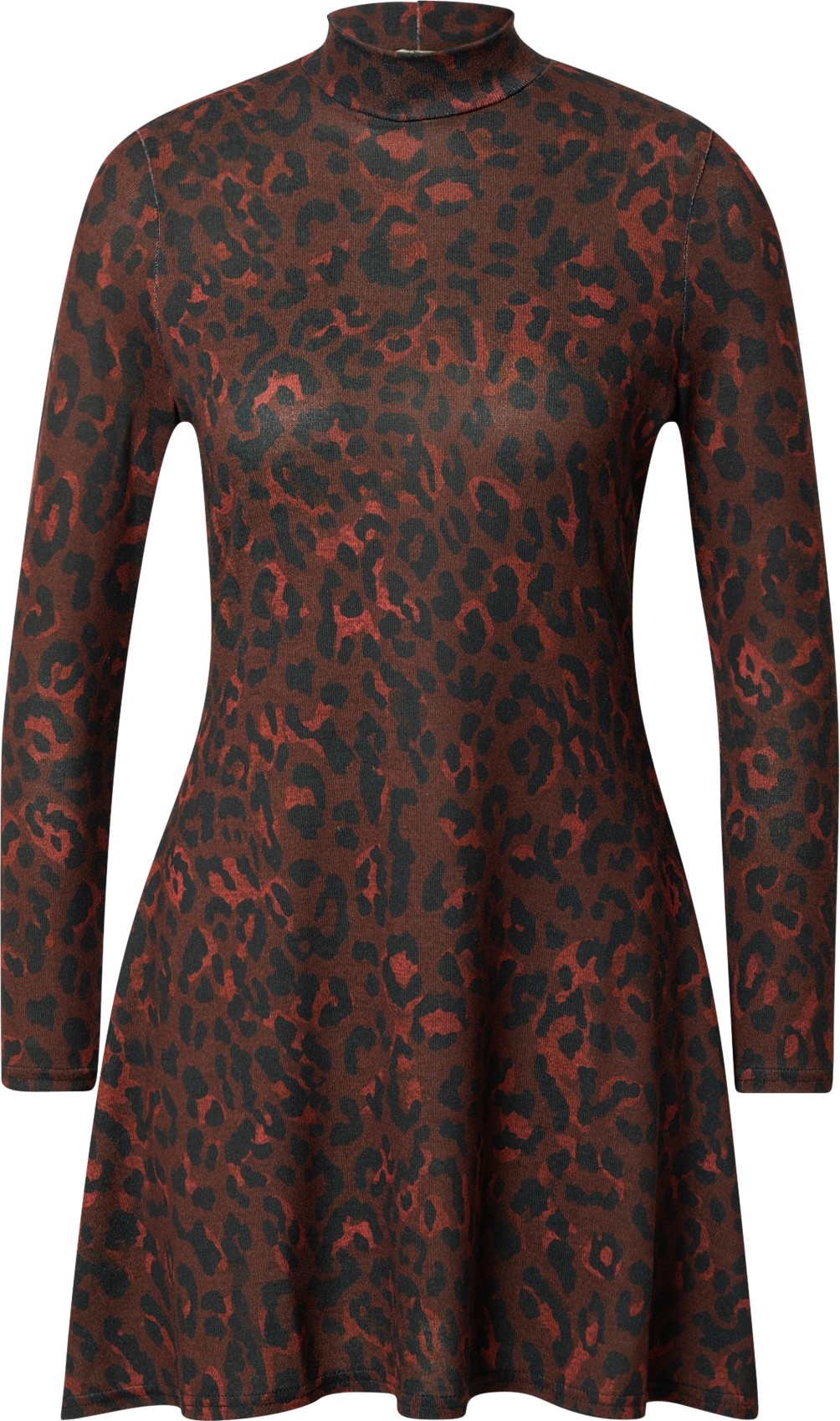 Oasis Úpletové šaty tmavě hnědá / červený melír / černá