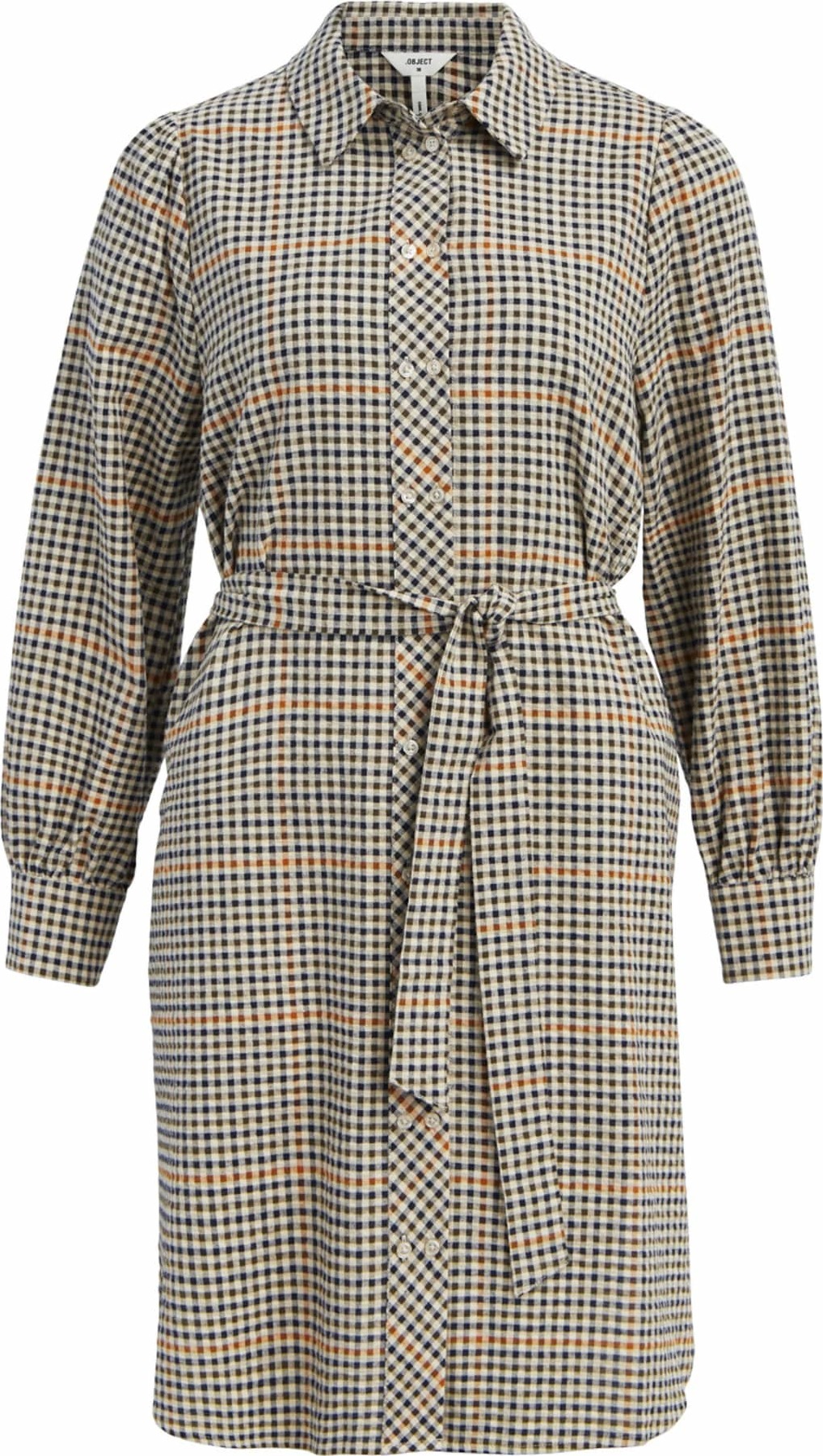 OBJECT Košilové šaty 'ANDRIA' hnědá / černá / bílá