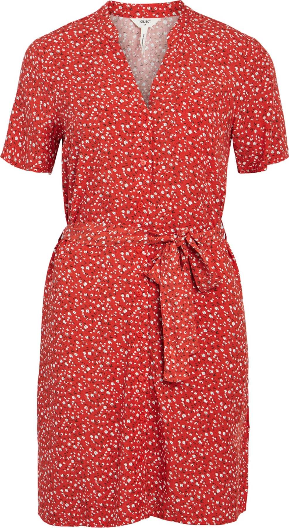 OBJECT Košilové šaty 'Ema Elise' tmavě červená / černá / bílá