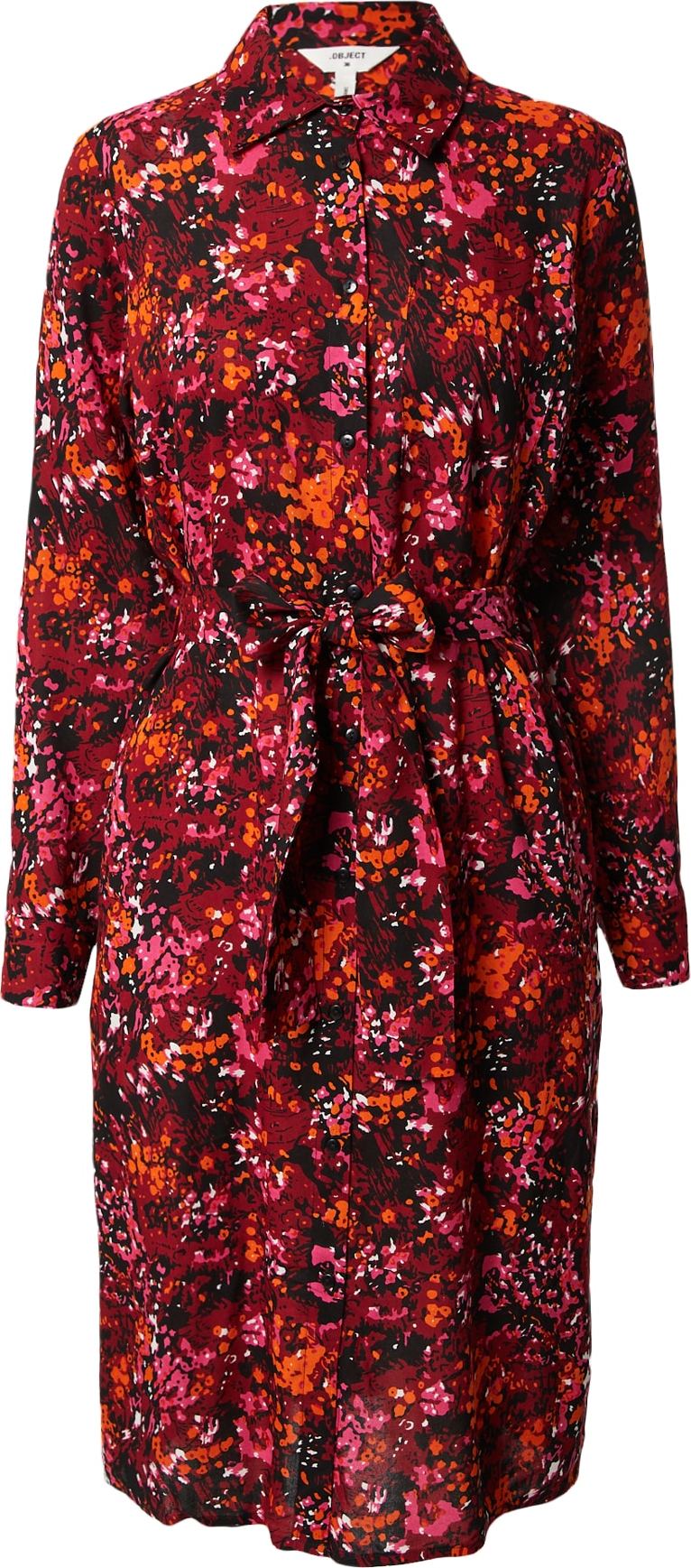 OBJECT Košilové šaty 'RAWENA' oranžová / světle růžová / bordó / černá