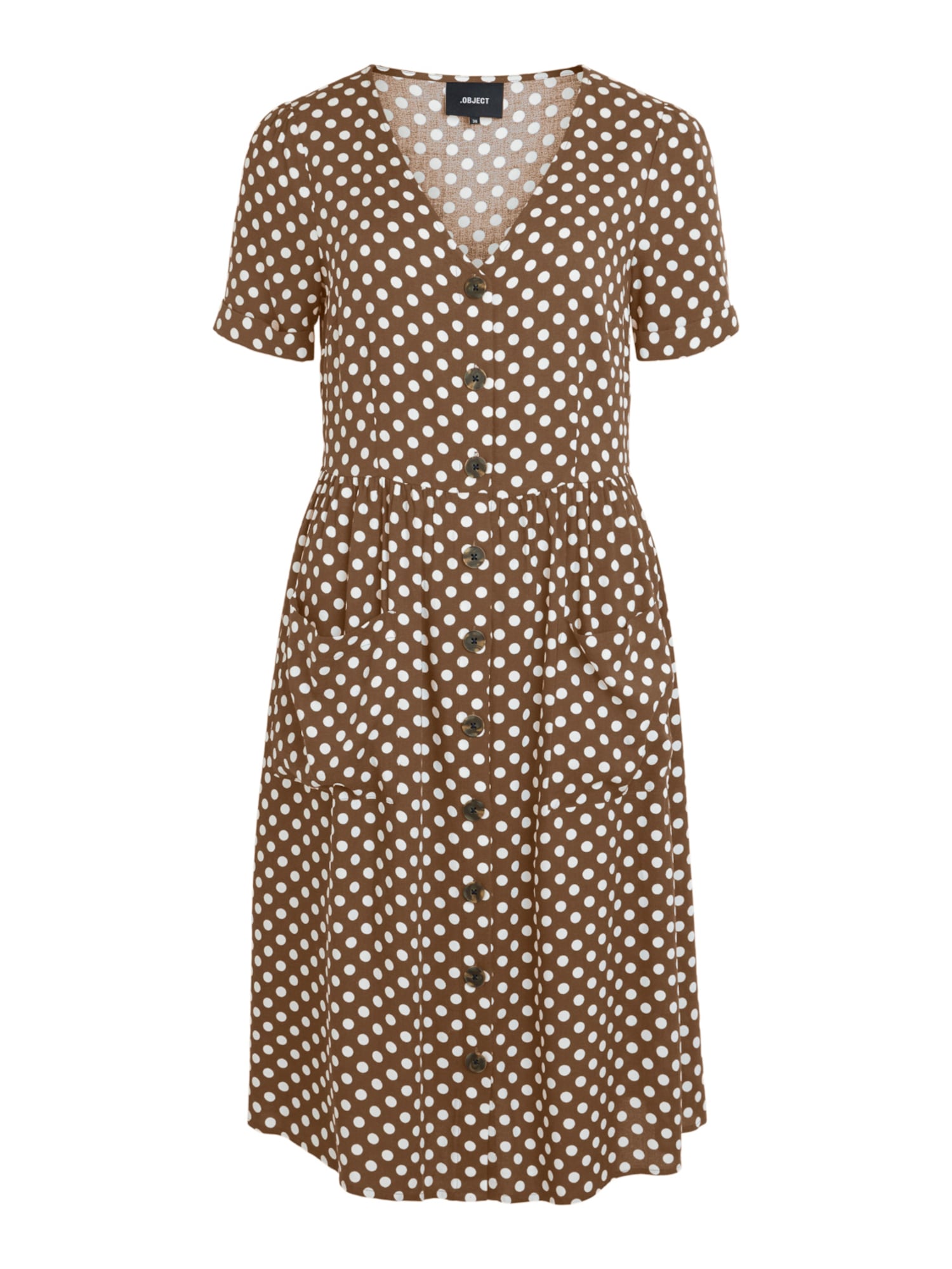 OBJECT Košilové šaty 'Sigrid' hnědá / bílá