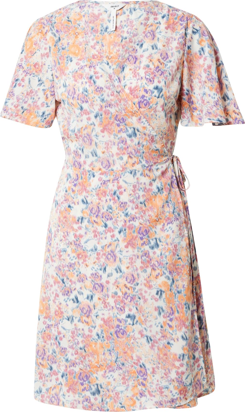 OBJECT Šaty 'PAPAYA' krémová / modrá / fialová / oranžová