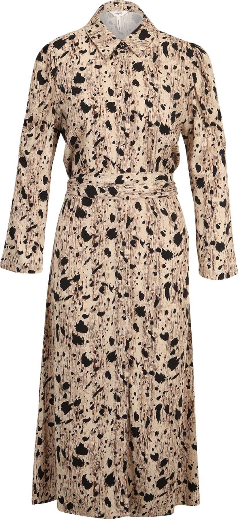 OBJECT Tall Košilové šaty 'DONNA' cappuccino / šedobéžová / černá